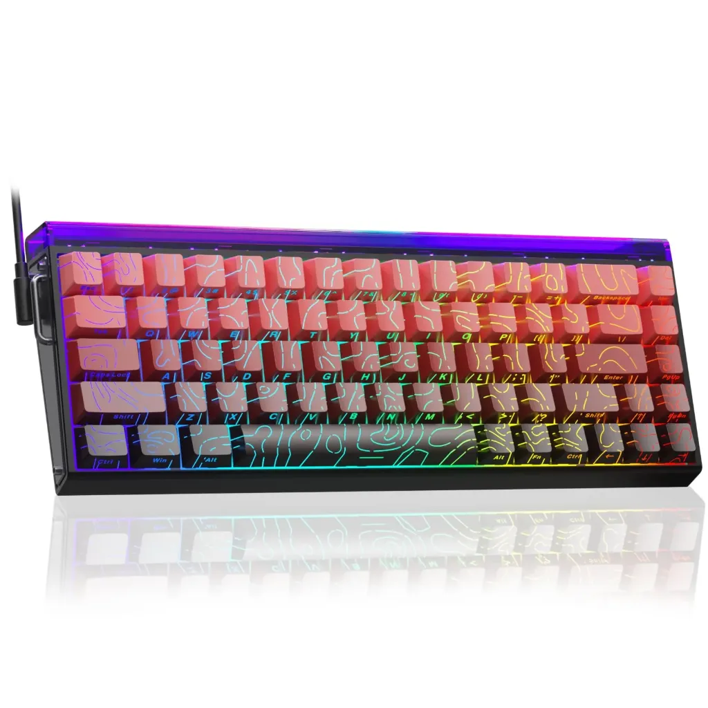 AULA Hero 68 HE 60% Pink Contours Gaming Keyboard Wired