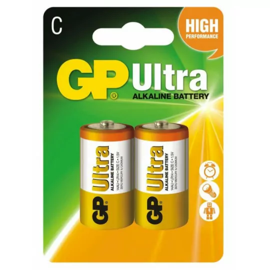 GP Ultra Alkaline 1.5V LR14 2PCs Battery