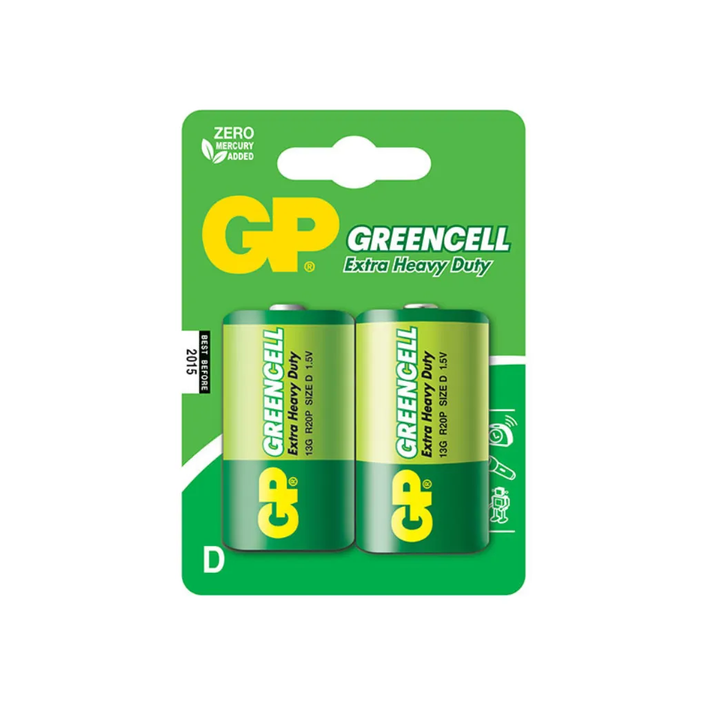 GP GreenCell 2 PCs D-Type Battery