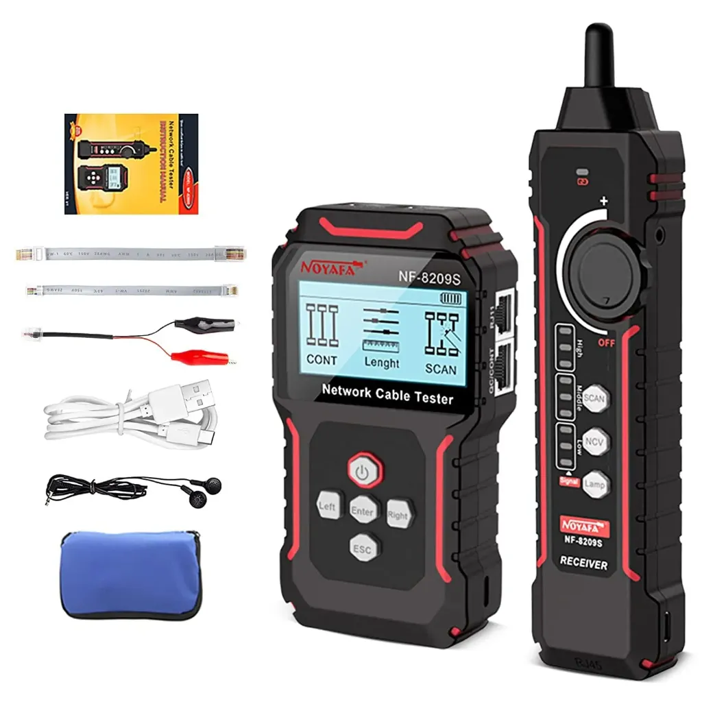 Noyafa NF-8209S Network Cable Tester Wire Tracer Set with Anti-jamming Porbe, Continuity Crimp Length PoE Port Blink Test