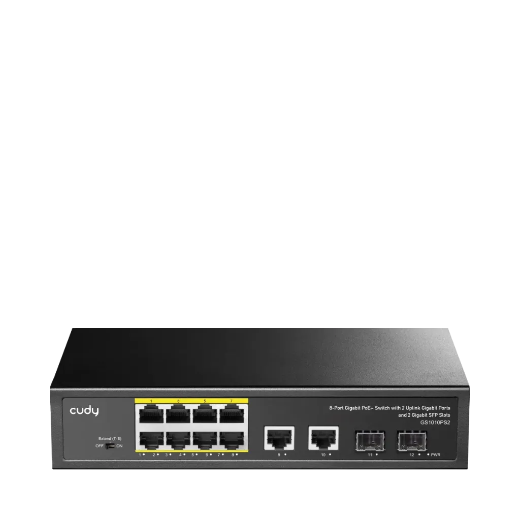 Cudy (GS1010PS2) 8-Port Gigabit PoE+ Switch with 2 GbE and 2 Gigabit SFP