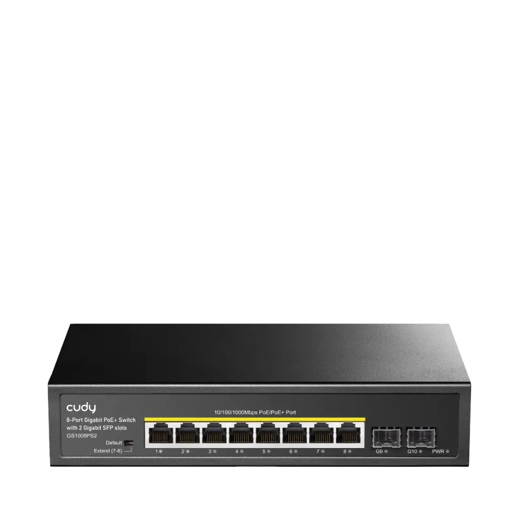 Cudy 8-Port Gigabit PoE+ Switch with 2 Gigabit SFP slots (GS1008PS2)