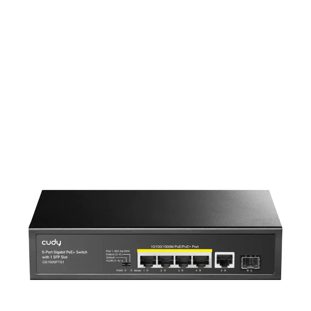 Cudy 5-Port Gigabit PoE+ Switch with 1 SFP Slot (GS1005PTS1)