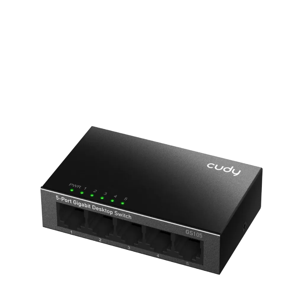 Cudy (GS105)  5-Port Gigabit Metal Switch, 5 10/100/1000M RJ45 Ports, Desktop Metal Case, Power Saving, Plug & Play