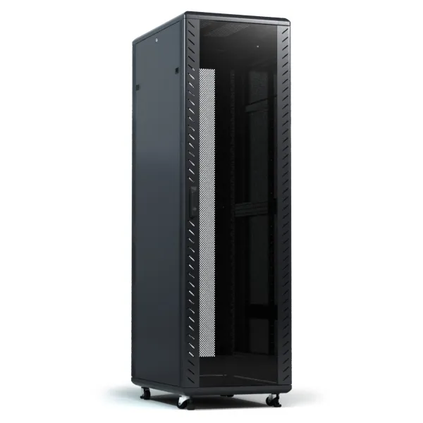 Free Standing Cabinet 37U  Dimension W*D*H Centimeter 60*60*183.3 Front Door Glass, Dual Section Vented Door, 1 X Fixed Shelf, 1 X PDU 6 Way, Side Lock, 1 X Set Cooling Fan