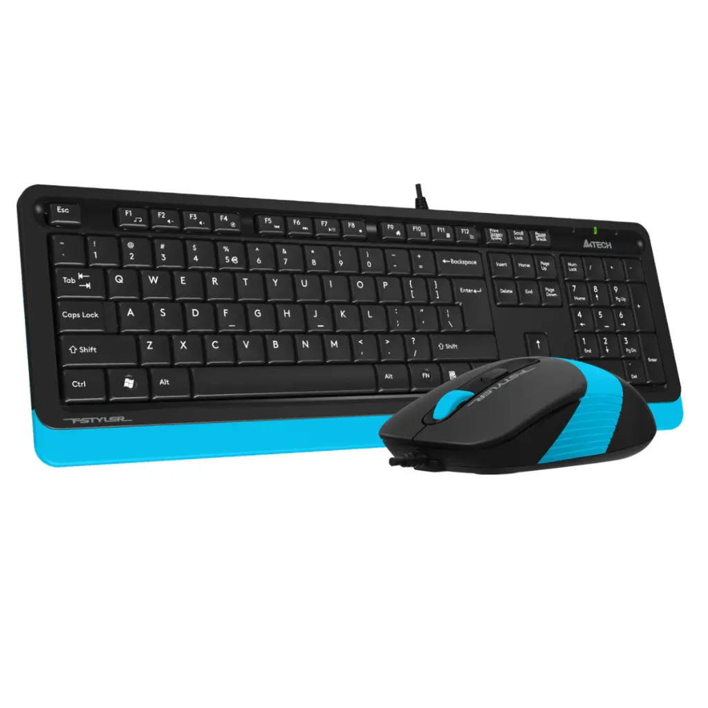 A4Tech FG1010 Fstyler Sleek Wireless Keyboard & Mouse Combo - Arabic/English - Blue