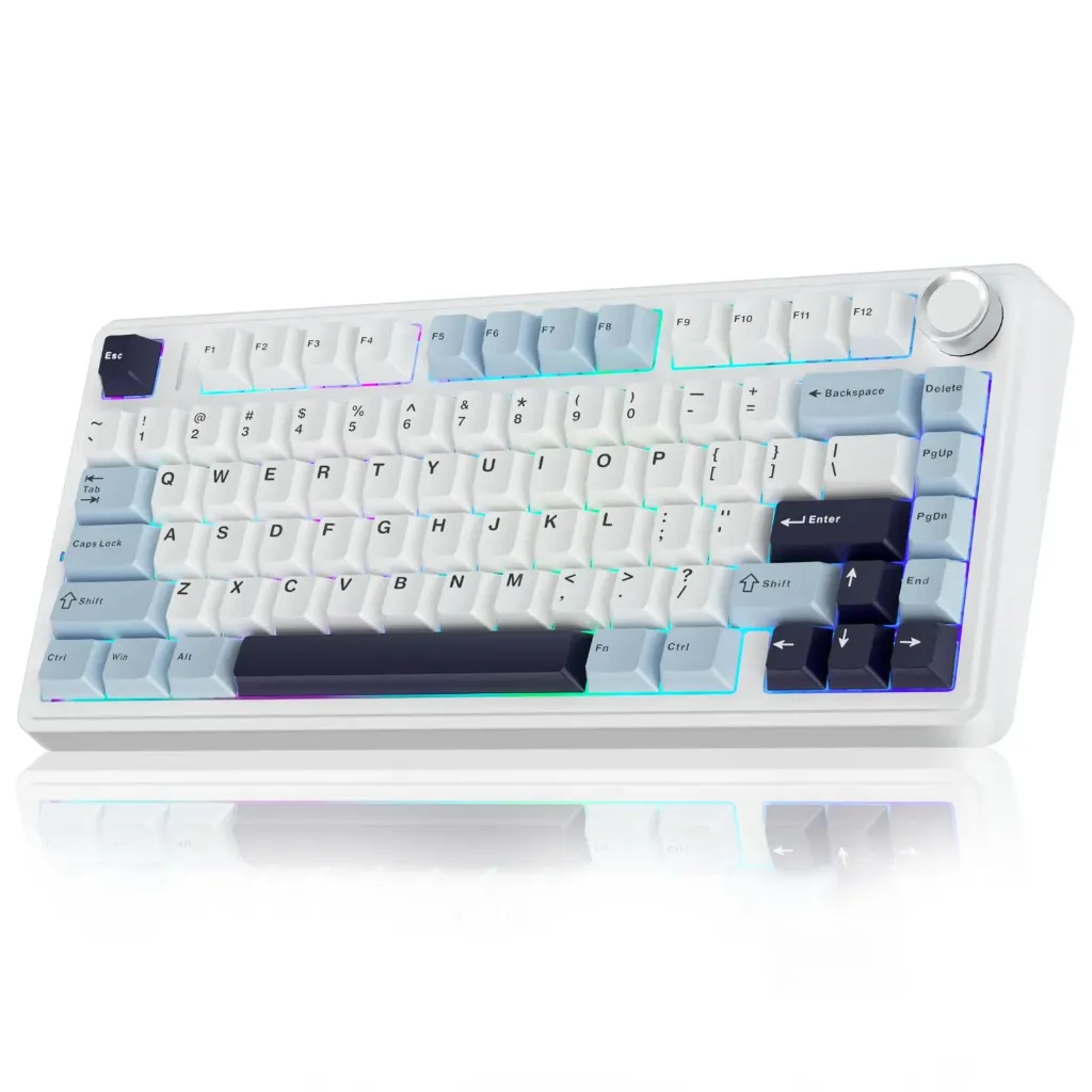 AULA F75 75% Wireless Mechanical Keyboard, Hot Swappable Creamy Keyboard, Pre-lubed Reaper Switches, 2.4GHz/Type-C/BT5.0, RGB Backlit Gaming Keyboards