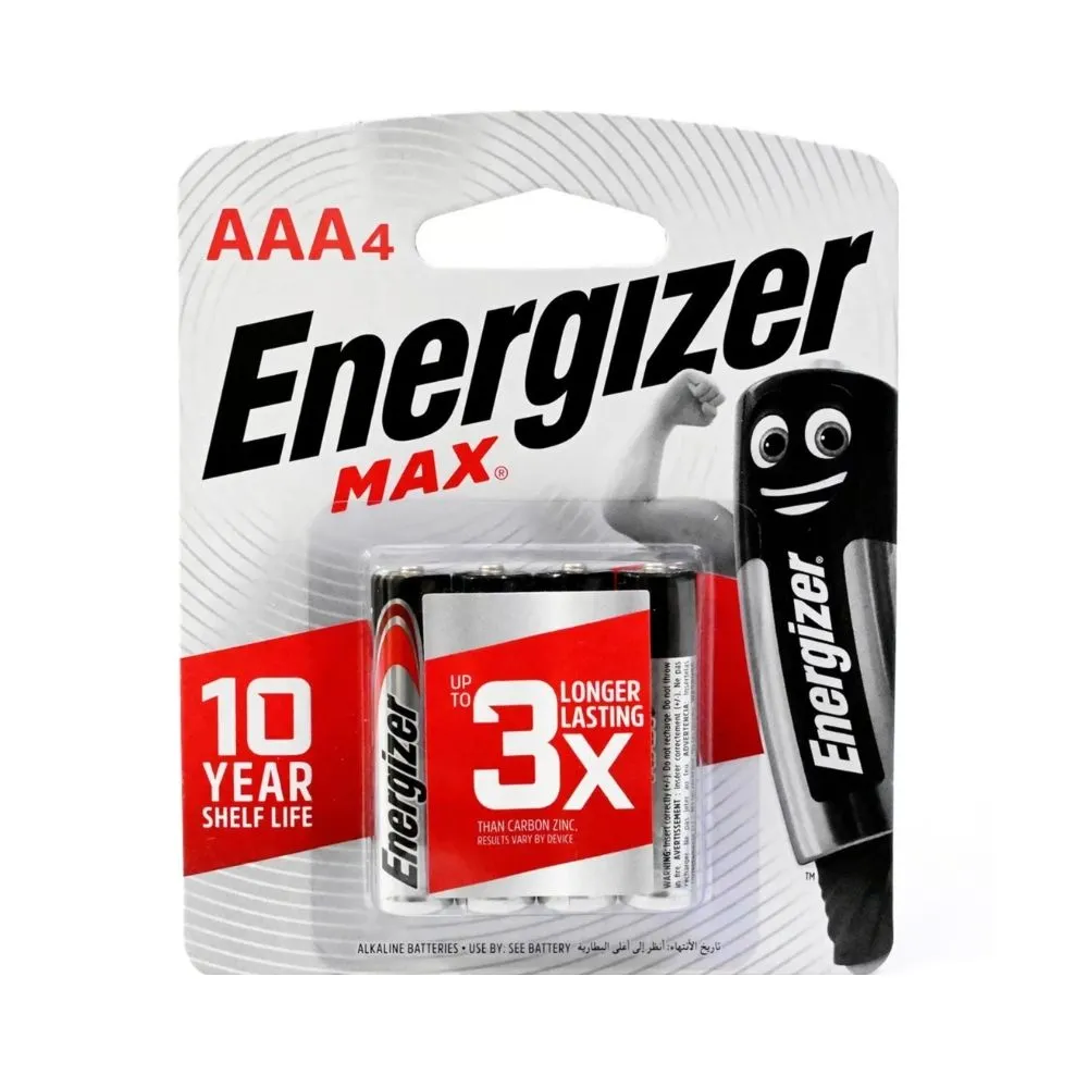 Energizer Alkaline Battery AAA4 E92 BP4