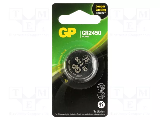 GP Lithium Coin Battery CR2450 (GPCR2450-2CPU1)