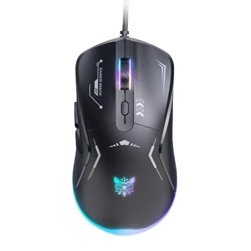 ONIKUMA CW917 Gaming Mouse Wired- 6 Programming Button (Software)– 3600DPI Mechanical Mouse – 7 Colorful RGB Backlit Optical Gaming Mice for PC Laptop Gamer