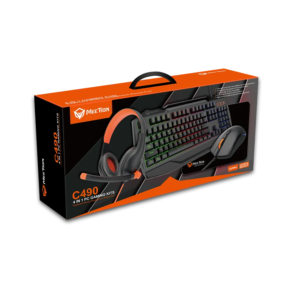 MEETION MT - C490 Kit Rgb Keyboard and Mouse Gaming Mouse Pads Keyboard Mouse Combos Set