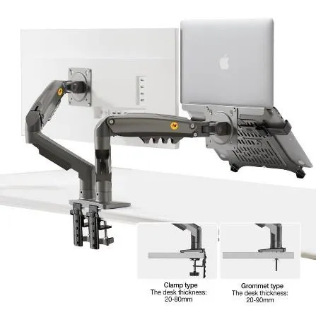 NB F160 -FP North Bayou Laptop Mount with Adjustable Tray for 10 -17”Laptop, Full Motion Arm with VESA Plate for 17 -30 ”Monitor,Clamp - on Grommet Mounting F160 -FP (Black)