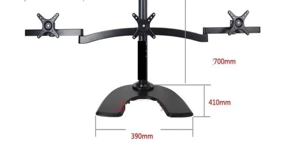 334T 10-27" three Screen Table Mount LCD Tv Stand Full Motion Height Adjustable Monitor Desk Support Bracket LCD Holder