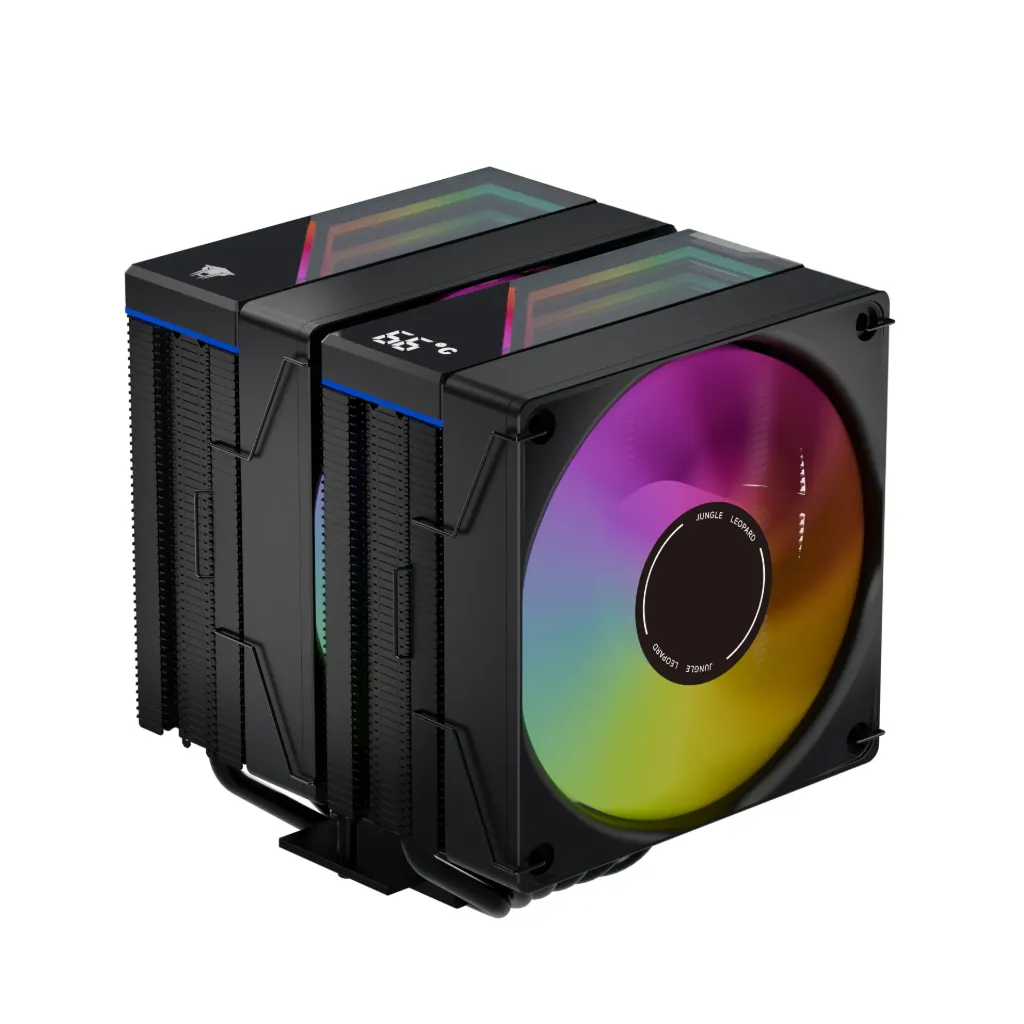 Jungle Leopard KF620 DGT ARGB CPU Air Cooler 6 PiPES Dual Silent Fan 12cm (Black)