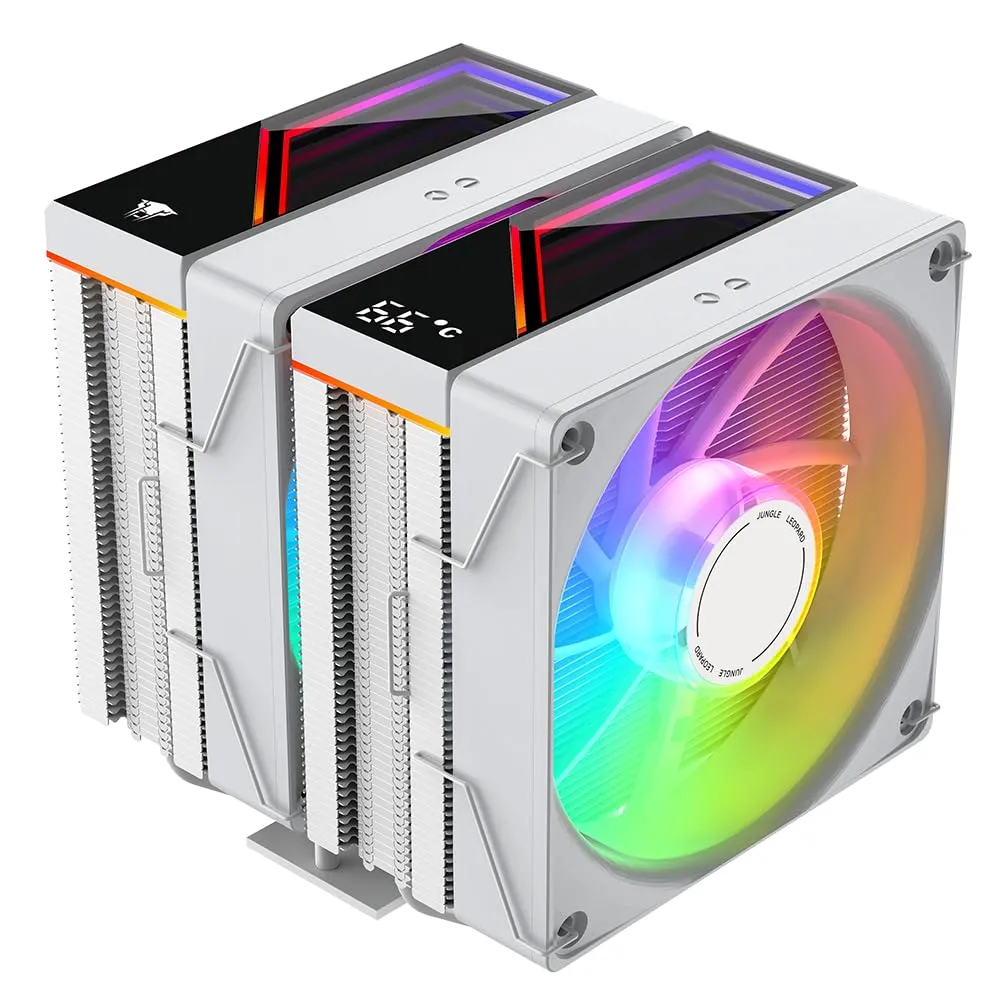 Jungle Leopard KF620 DGT ARGB CPU Air Cooler 6 PiPES Dual Silent Fan 12cm (White)