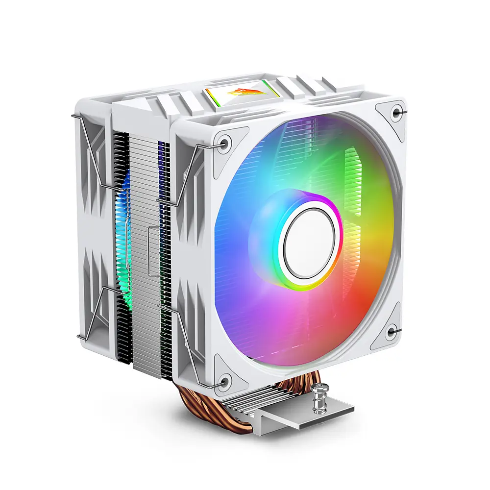 Jungle Leopard K400 PRO Cooler 1800RPM Dual 120mm PWM Case Fan, 4 Heatpipes, Aluminium Heatsink, for AMD AM4/AM5/Intel LGA (White)