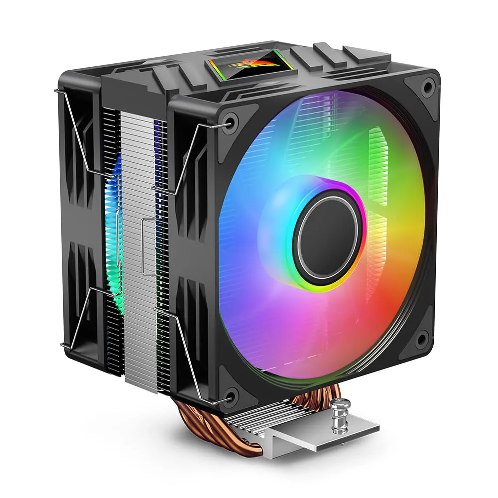 Jungle Leopard K400 PRO Cooler 1800RPM Dual 120mm PWM Case Fan, 4 Heatpipes, Aluminium Heatsink, for AMD AM4/AM5/Intel LGA (Black)